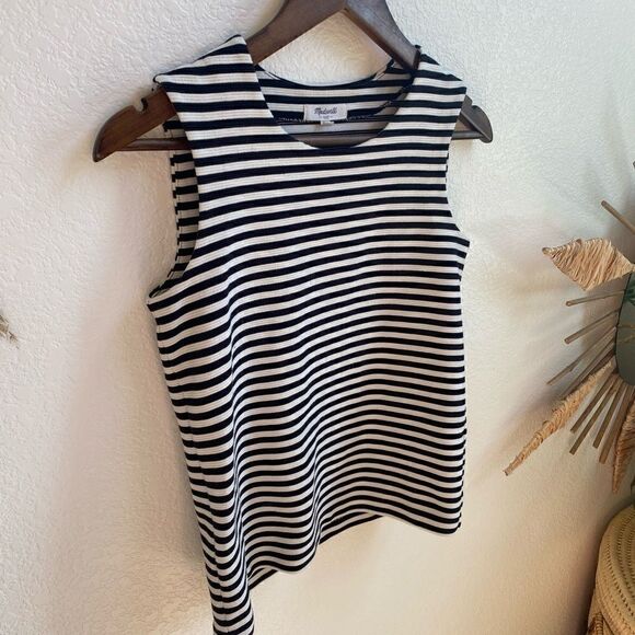 Madewell Women's Boho White & black Ridge Stripe Tank Top blouse size XS - Picture 4 of 6
